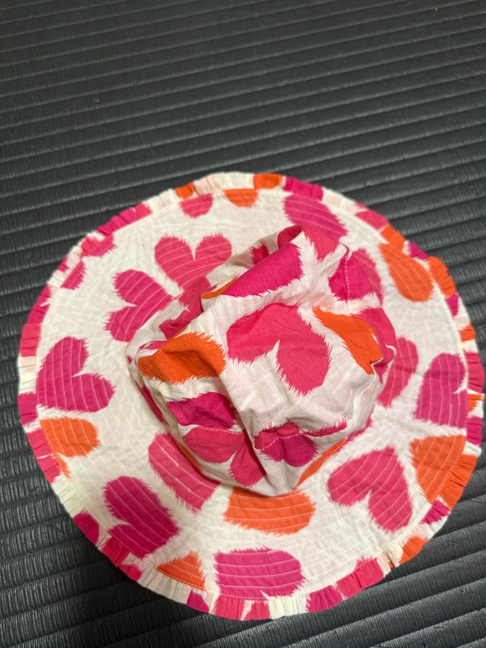 Masala Baby Pink & Orange Heart Print Bucket Hat